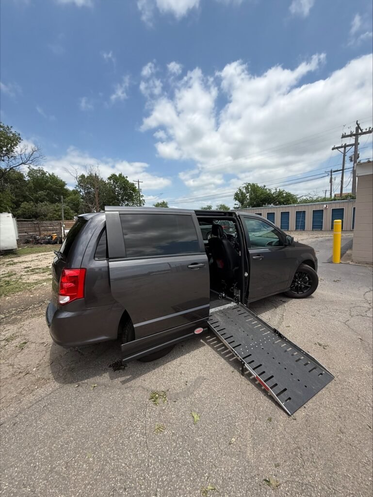 This image is of a Mobility Van and includes a view of the vehicle itself so customers can assess the van against their needs.